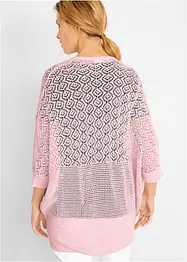Lang cardigan med hullmønster, bonprix