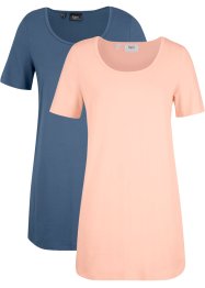 Basic lang T-shirt, kort arm, 2-pack, bpc bonprix collection