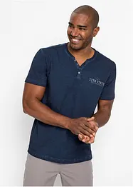 Kortermet Henley T-shirt i vasket optikk, bonprix