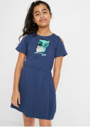 Cold-shoulder-kjole til jente, økologisk bomull, bpc bonprix collection