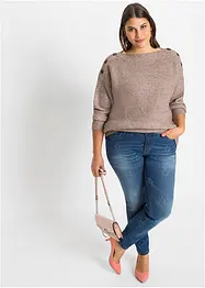 Oversized genser med knapper, bonprix