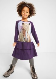 Jerseykjole til jente med volanger og økologisk bomull, bpc bonprix collection