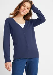 Basic finstrikket cardigan med knappestolpe, bonprix