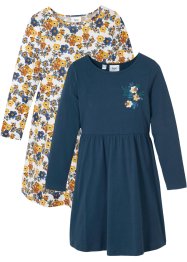 Jerseykjole til jente, økologisk bomull (2-pack), bpc bonprix collection