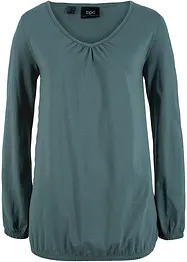 Langermet topp i 100% bomull med strikk, bonprix