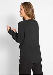 Viskosebluse med V-hals, lange ermer, bonprix