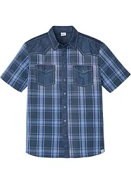 Kortermet skjorte  med denim-besetning, bonprix