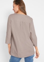 Bluse med lin, 3/4-lang arm, bpc bonprix collection