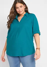 Bluse med 3/4-lang arm og lin, bonprix