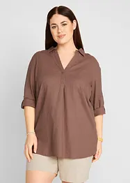 Bluse med 3/4-lang arm og lin, bonprix