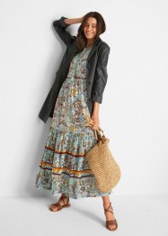 Vevd kjole i maxi-lengde med printet kant, bpc bonprix collection