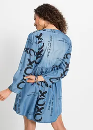 Oversized jeanskjole med tekst, bonprix