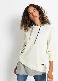 Sweatshirt med hette og asymmetrisk nederkant, bonprix