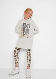 Sweatshirt med hette + leggings til jente (2-delt sett), bonprix