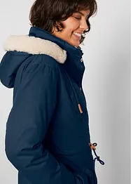 Vattert parkas med fuskepels, bonprix