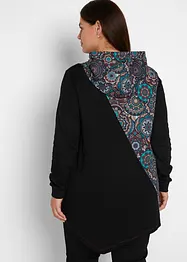 Hettegenser med asymmetrisk kant og patchwork-look, lang arm, bonprix