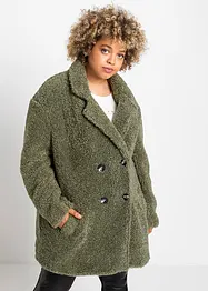 Oversized kort kåpe med ull-look, bonprix