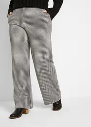 Stretchbukse med Houndstooth-mønster, Wide leg, bonprix