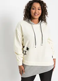 Sweatshirt med hette og asymmetrisk nederkant, bonprix