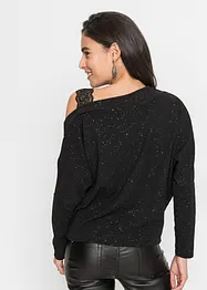 One shoulder-topp med glitter, bonprix