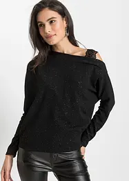 One shoulder-topp med glitter, bonprix