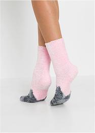 Kosesokker i chenille med satengsløyfe (3-pack), bpc bonprix collection