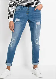 Boyfriend jeans Destroyed, med resirkulert polyester, bonprix