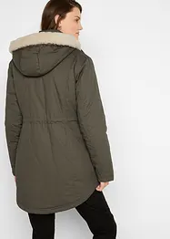 Vattert parkas med fuskepels, bonprix