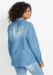 Jeansbluse med trykknapper, lang arm, bonprix