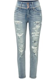 Highwaist skinny-jeans med destroy-effekter, RAINBOW