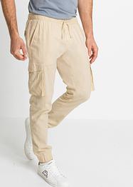Pull on-cargobukse med lin-andel, Regular Fit, RAINBOW