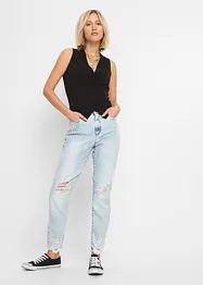 High Waist-mom-jeans med destroyed-effekt, bonprix