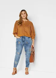 Slim Fit-jeans med blomsterbroderi, bonprix