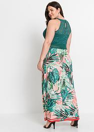 Maxikjole med print og blonde, BODYFLIRT boutique
