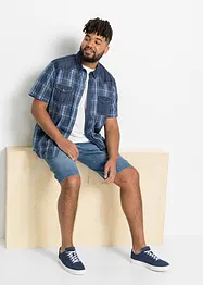 Kortermet skjorte  med denim-besetning, bonprix