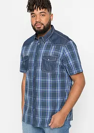 Kortermet skjorte  med denim-besetning, bonprix