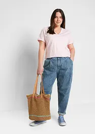 Vid, lang topp med V-hals, kortermet (5-pack), bonprix