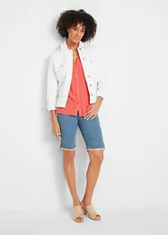 Bermudashorts i denim med mønstret oppbrett, bonprix