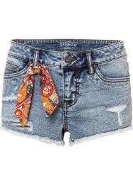 Jeans-short med skjerf-detalj, RAINBOW