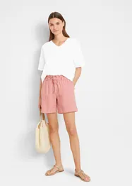 Paperbag-shorts i lin, bonprix