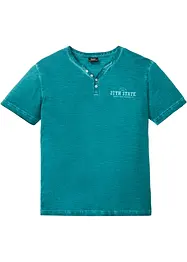 Kortermet Henley T-shirt i vasket optikk, bonprix