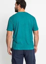 Kortermet Henley T-shirt i vasket optikk, bonprix