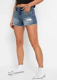 Jeans-shorts med broderi, bonprix