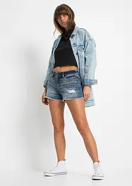 Jeans-shorts med broderi, bonprix