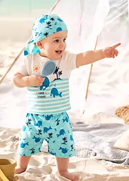 Baby T-shirt+shorts+bandana av økologisk bomull (3-delt sett), bpc bonprix collection