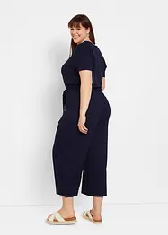 Jersey-jumpsuit med V-utringning, kort arm, bonprix