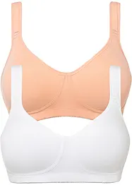 T-skjorte-BH uten bøyle med bomull (2-pack), bonprix