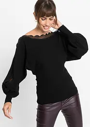 Finstrikket genser med blonde, bonprix