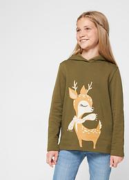Sweatshirt med hette til jente, av økologisk bomull, bpc bonprix collection