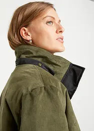 Lang parkas med hette og materialmiks, rett passform, bonprix